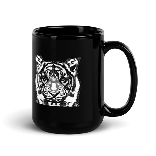 Black Glossy Tiger Mug