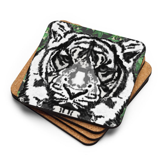 Cork-back tiger coaster