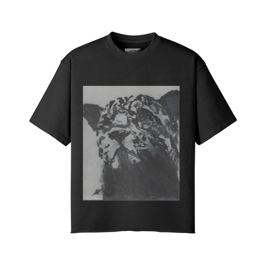 260GSM Unisex Faded Raw Hem leopard T-shirt