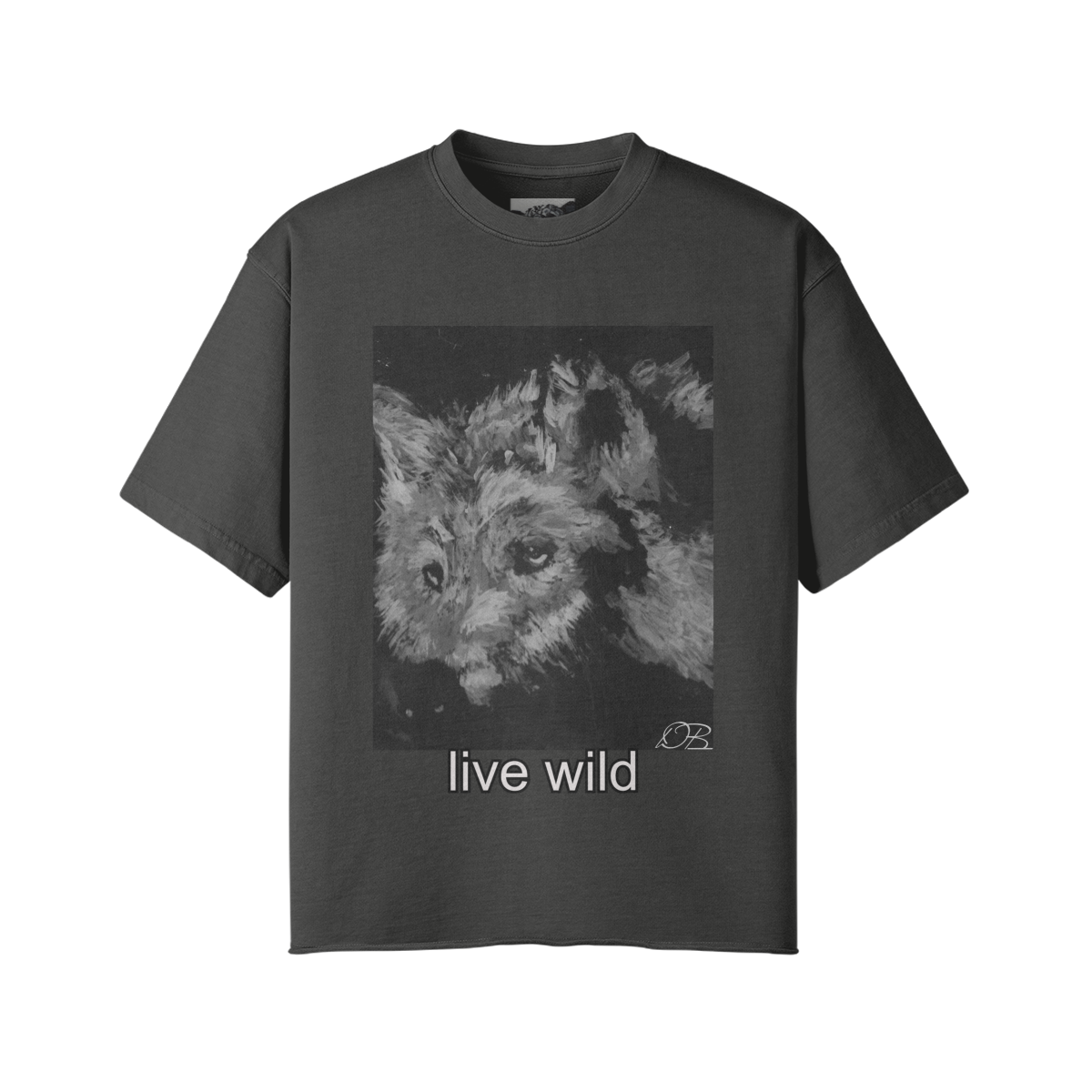 260G Unisex Washed Raw Edge wolf T-shirt